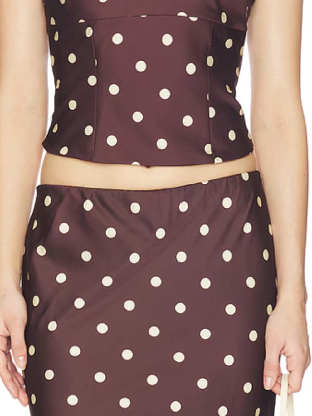 Camila Coelho brown poka dot skirt small